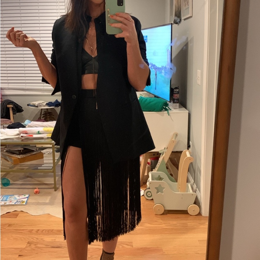 Black Cynthia Rowley Fringe Skirt
